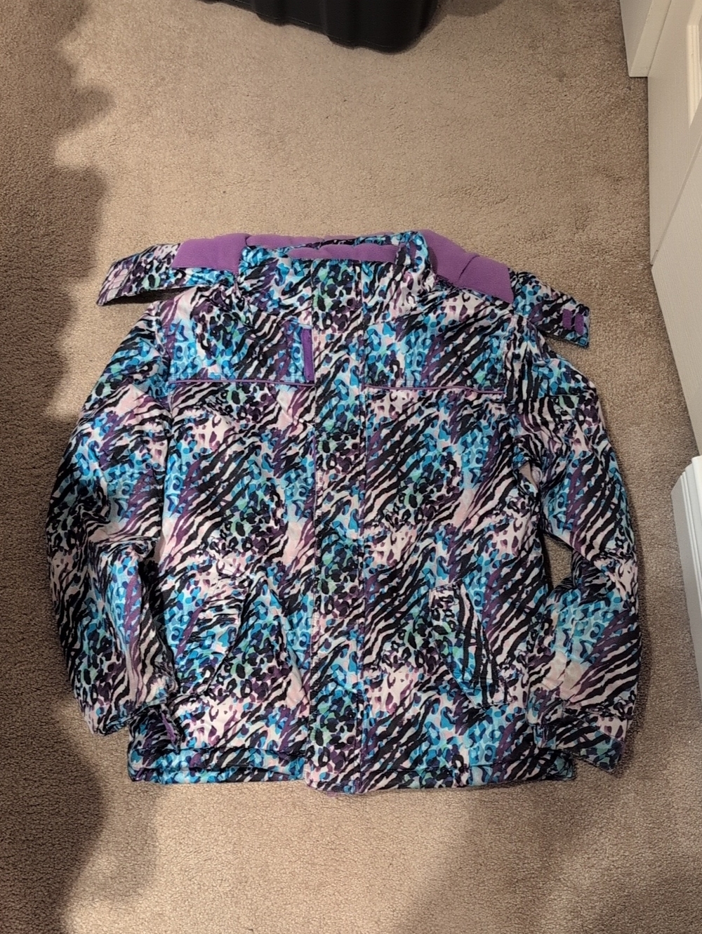 Athletic Works Mixed Animal Print Hoodie Jacket in Purple and Blue